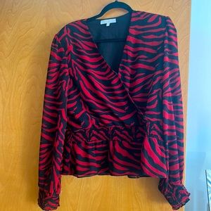 Lightly worn WAYF red and black peplum top